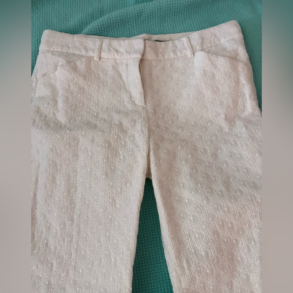 EXPRESS Design Studio Editor trousers pants size 4 lined. White eyelet texture - Picture 2 of 10